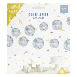 Guirlande boules à facettes argentées Ø12cm en papier L5m < Gifi New