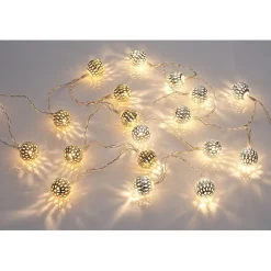 Guirlande boules lumineuses 10 LED blanc chaud fixe 90 cm