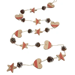 Guirlande coeurs pommes de pin beige rouge L. 1,9 m < Gifi Clearance