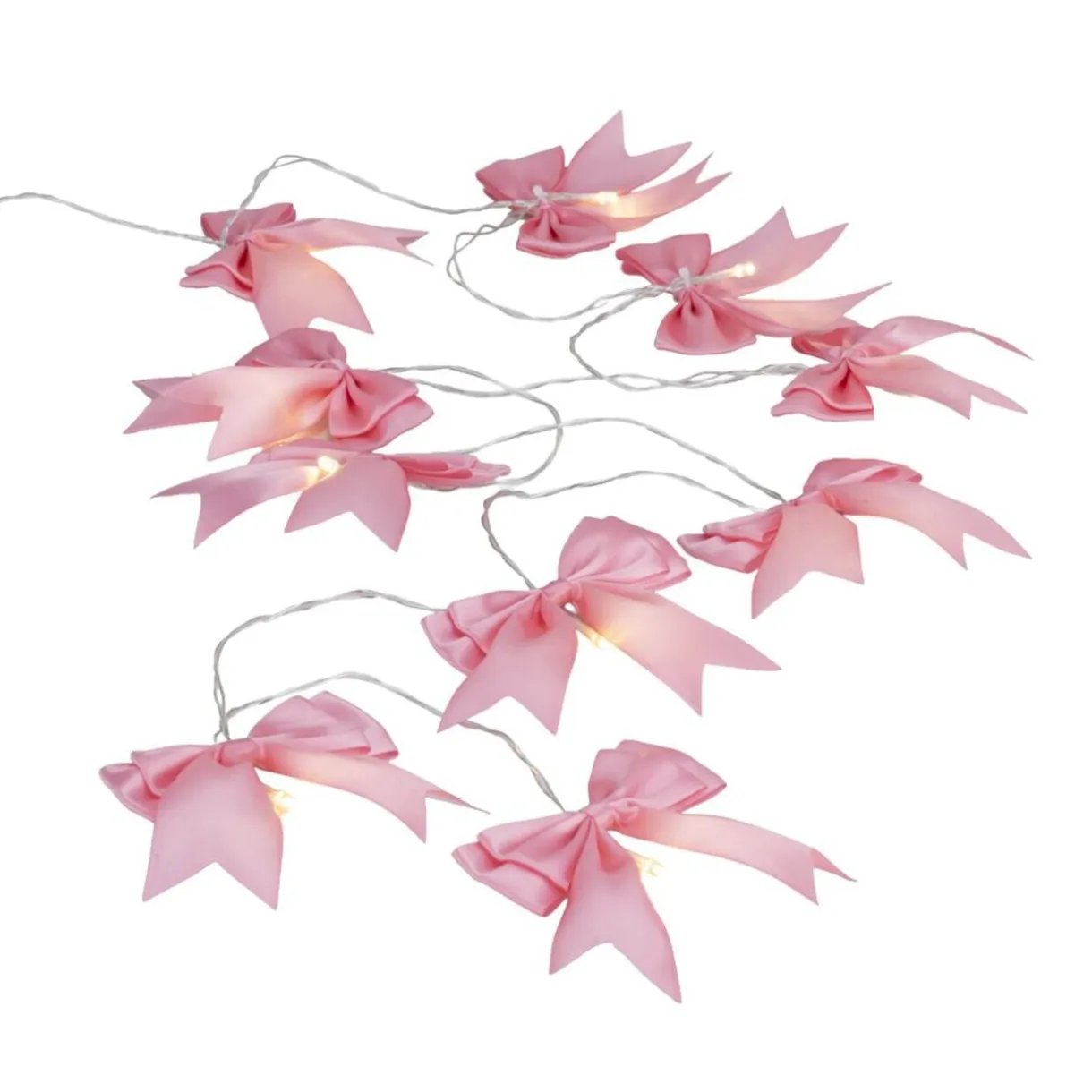 Guirlande de Noël LED noeud tissu rose L175cm < Gifi Online