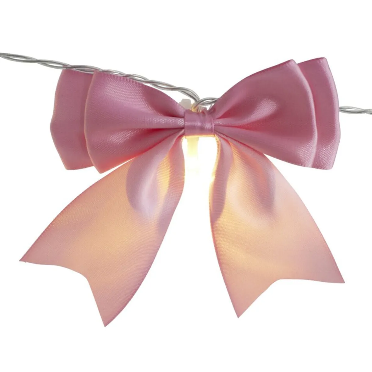 Guirlande de Noël LED noeud tissu rose L175cm < Gifi Online