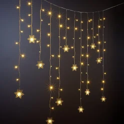 Guirlande de Noël lumineuse 90LED rideau flocon blanc chaud L665cm < Gifi Sale