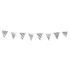 Guirlande à fanions rayée en papier noir, blanc et argent < Gifi Discount