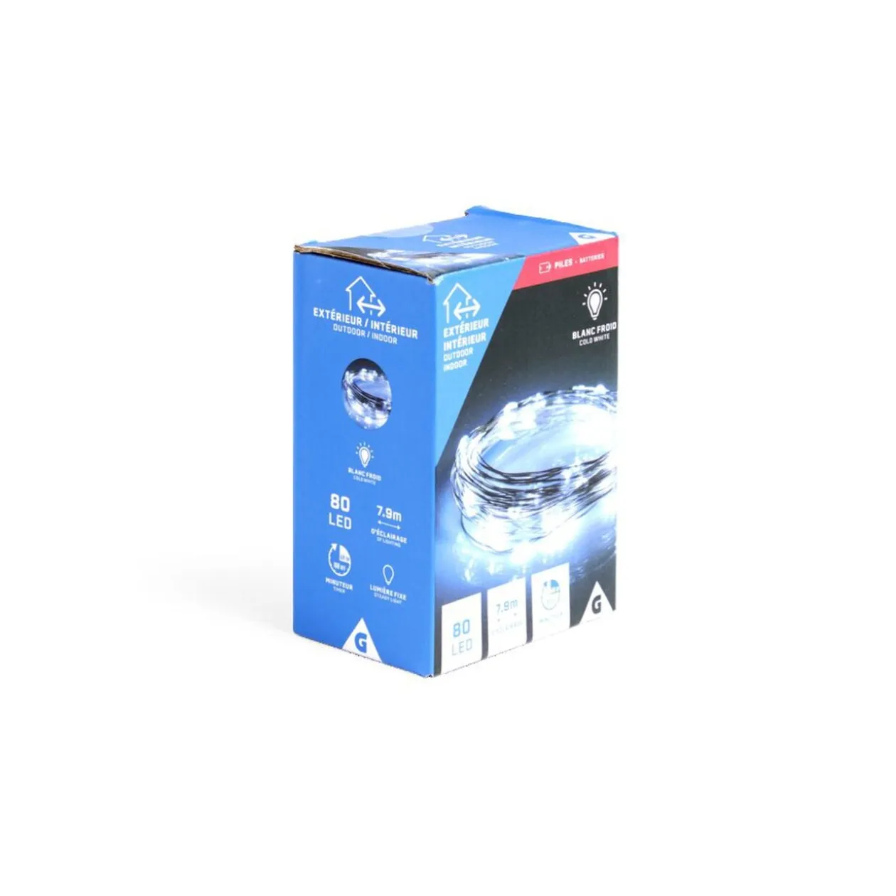 Guirlande fil en cuivre 80LED blanc froid 7,9m