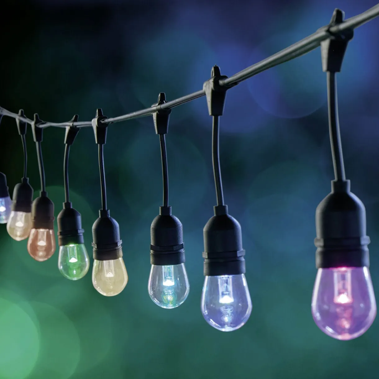 Guirlande guinguette ampoule 15 LED blanc chaud et multicolore 12.4m < Gifi Online