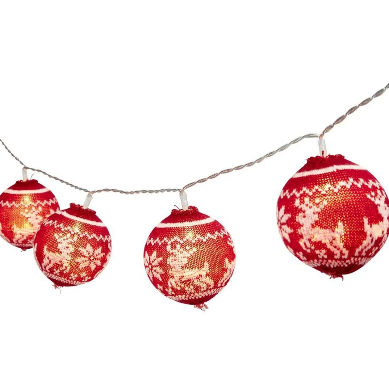 Guirlande électrique boule tissu 10 LED 1,35m d'éclairage blanc chaud