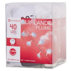Guirlande électrique plumes lumineuses blanc fixe L. 3,9 m < Gifi Online