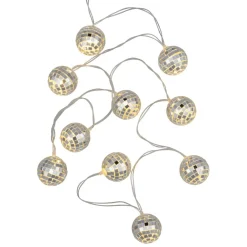 Guirlande lumineuse boule disco dorée 10LED à piles 1,8m