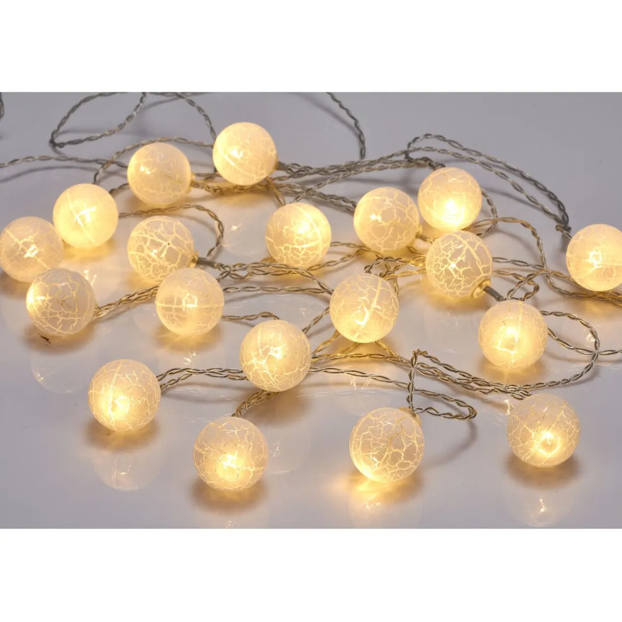 Guirlande lumineuse de Noël boule effet craquelé blanc 20 led