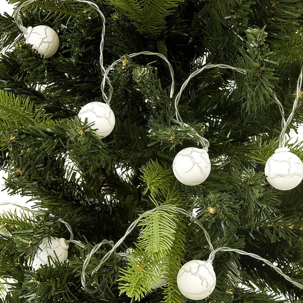 Guirlande lumineuse de Noël boule effet craquelé blanc 20 led