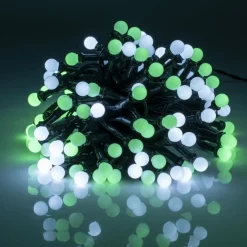 Guirlande lumineuse de Noël 120LED bulbe vert et blanc L1190cm < Gifi Sale