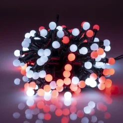 Guirlande lumineuse de Noël 120LED bulbe rouge et blanc L1190cm < Gifi