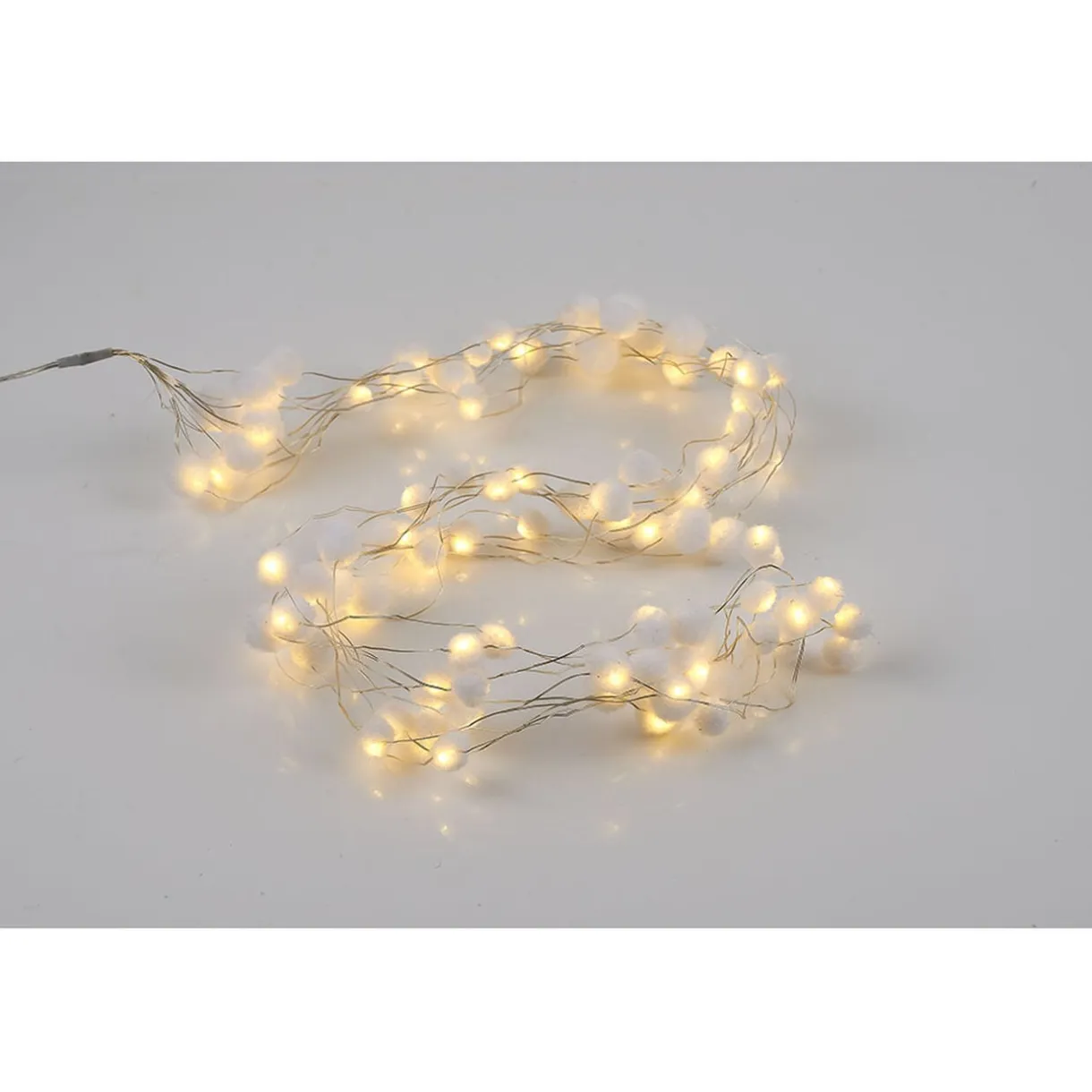 Guirlande lumineuse de Noël pompon blanc 100 microled < Gifi Hot