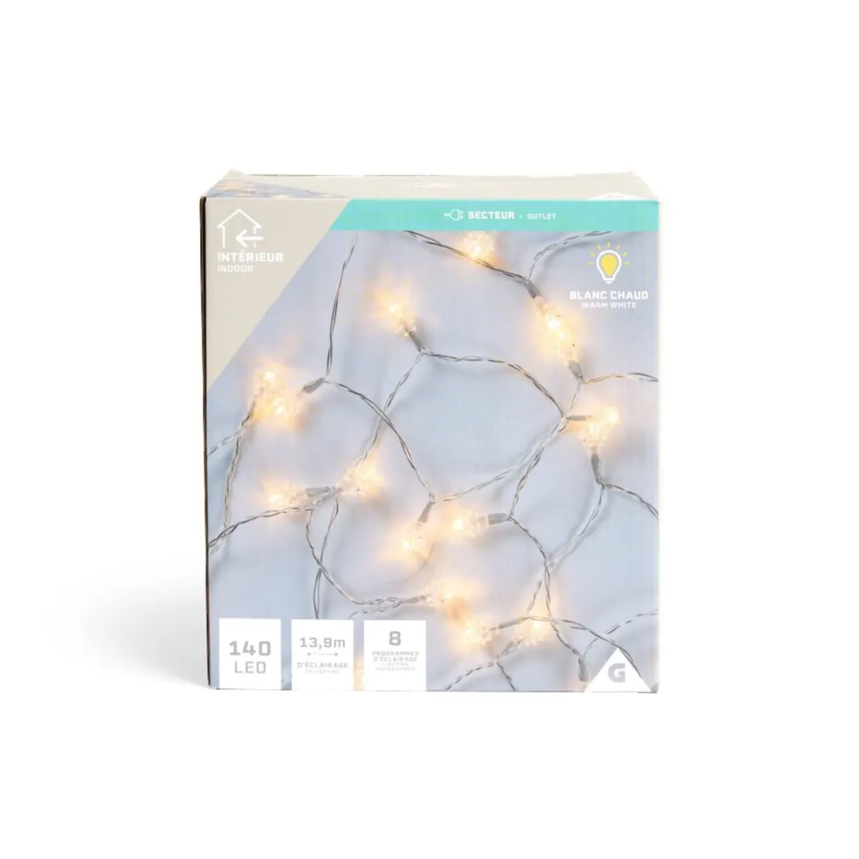 Guirlande lumineuse diamant 140LED blanc chaud 13,9m < Gifi Clearance