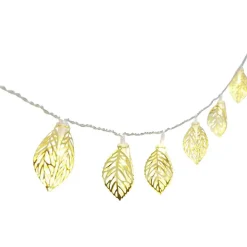 Guirlande lumineuse feuille dorée 10LED blanc chaud 1,8m < Gifi Discount
