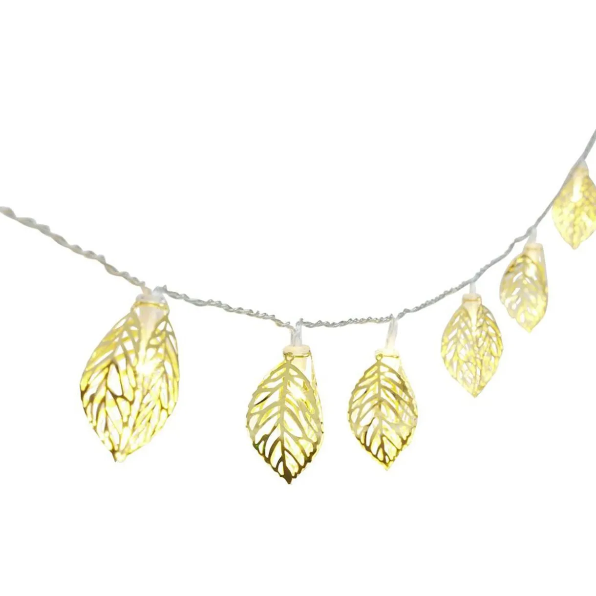 Guirlande lumineuse feuille dorée 10LED blanc chaud 1,8m < Gifi Discount