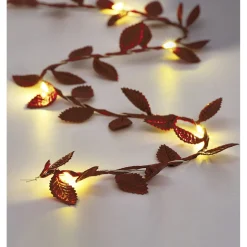 Guirlande lumineuse feuille rouge 20 microLED blanc chaud 1,90m