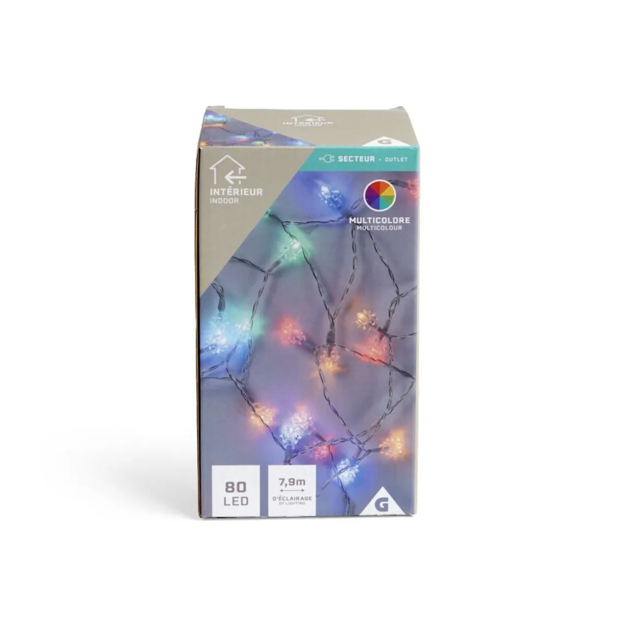 Guirlande lumineuse intérieur diamant 80LED multicolores 7,9m