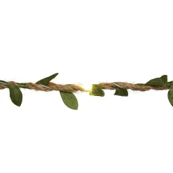 Guirlande lumineuse jute et feuillage artificiel 50 LED blanc chaud 4,9m