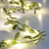 Guirlande lumineuse petites feuilles vertes 15 LED blanc chaud L.1,4 m < Gifi Discount