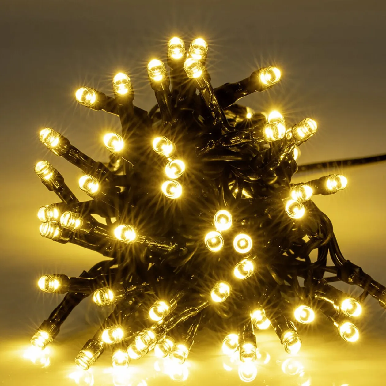 Guirlande scintillante effet flash 100 LED blanc chaud 4,95m