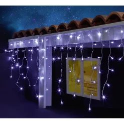 Guirlande solaire bordure de toit 400 LED blanc froid clignotant 14,8m