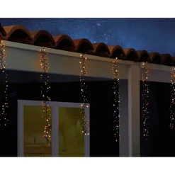 Guirlande solaire bordure de toit forme cascade 480LED blanc chaud 2m < Gifi Best