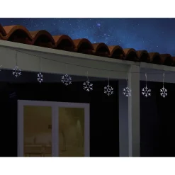 Guirlande solaire bordure de toit 10 flocons de neige 240LED blanc froid 2,7m