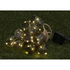 Guirlande solaire jute avec bouteilles plastique fumée noire suspendues 2,7m