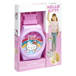Horloge murale montre géante licence plastique 92x40xÉp10cm (2 modèles bleu ou rose)