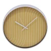 Horloge ronde fond rayure orange et blanche - Ø30x4cm