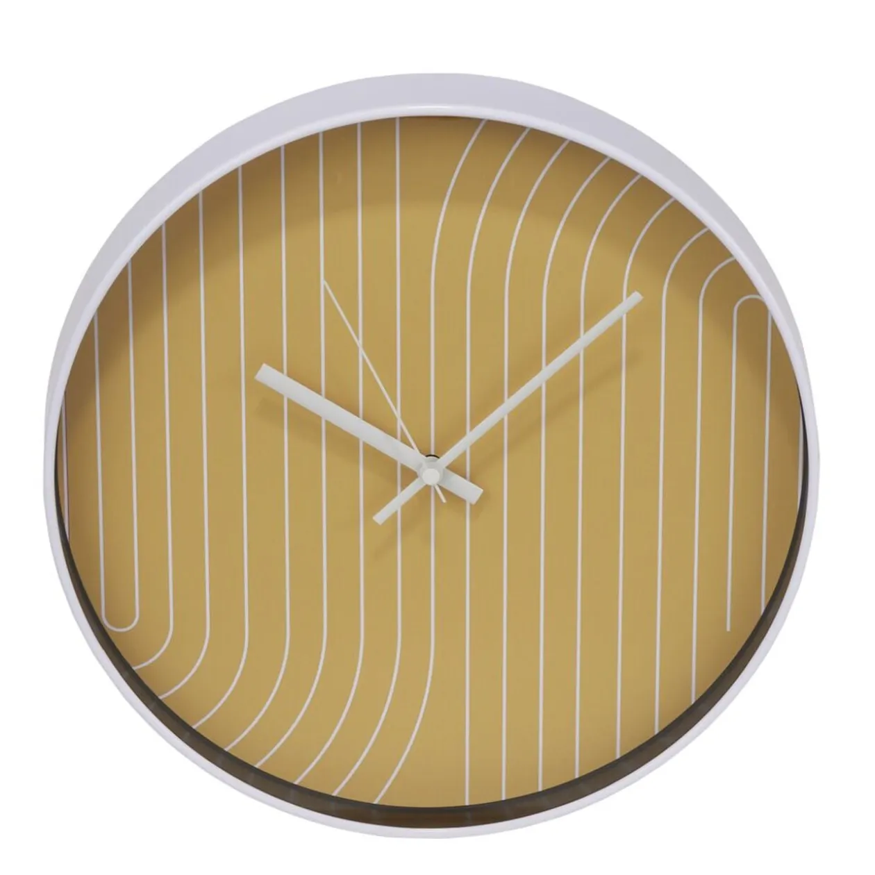 Horloge ronde fond rayure orange et blanche - Ø30x4cm