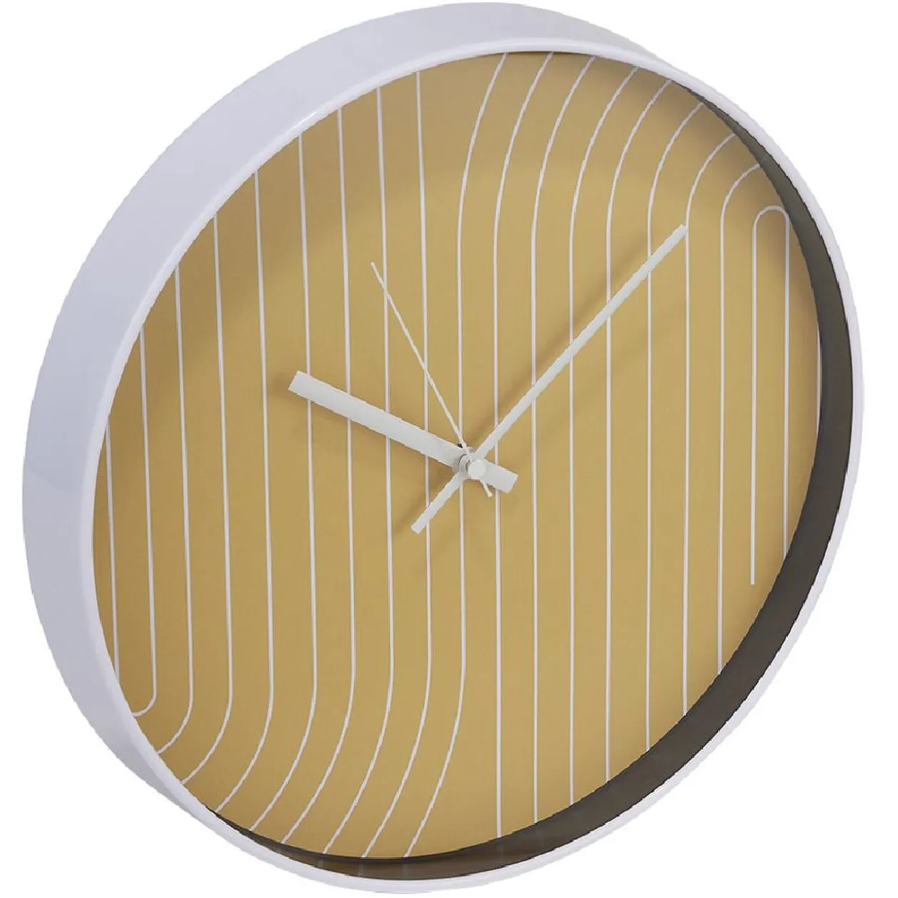 Horloge ronde fond rayure orange et blanche - Ø30x4cm