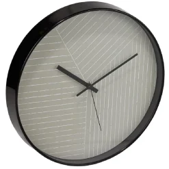 Horloge ronde fond rayure réométrique vert et blanc - Ø30xH4cm < Gifi