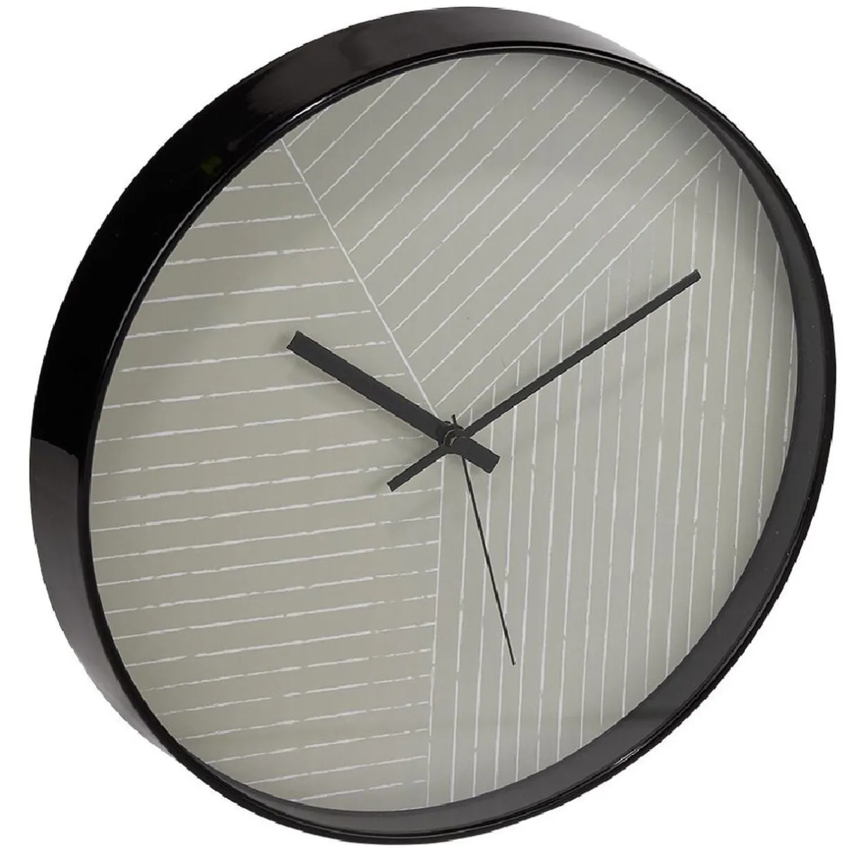 Horloge ronde fond rayure réométrique vert et blanc - Ø30xH4cm < Gifi