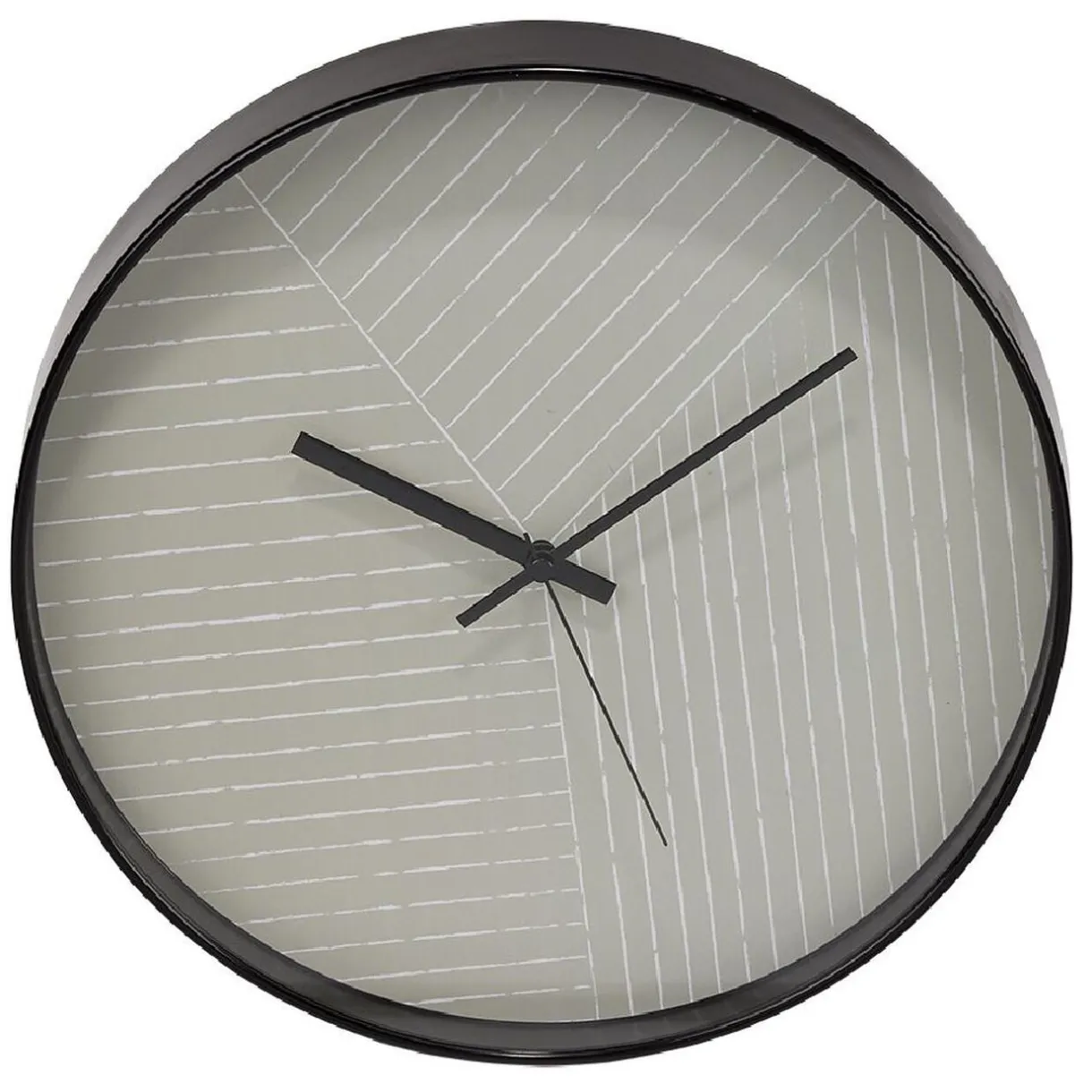 Horloge ronde fond rayure réométrique vert et blanc - Ø30xH4cm < Gifi