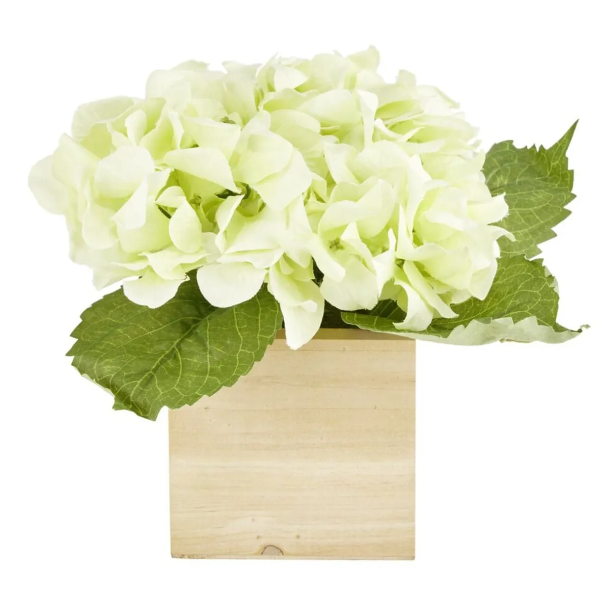 Hortensia artificiel blanc 4 têtes pot en bois 20x20xH20cm < Gifi Online