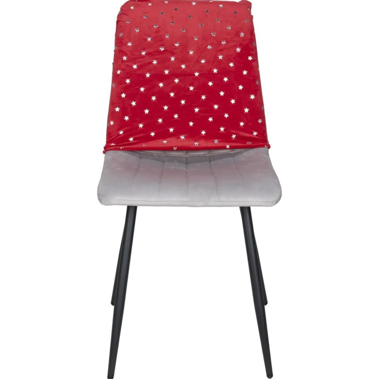 Housse de chaise carrée Noël à pois avec noeud amovible L45X45XH50 cm polyester (2 modèles rouge ou vert)