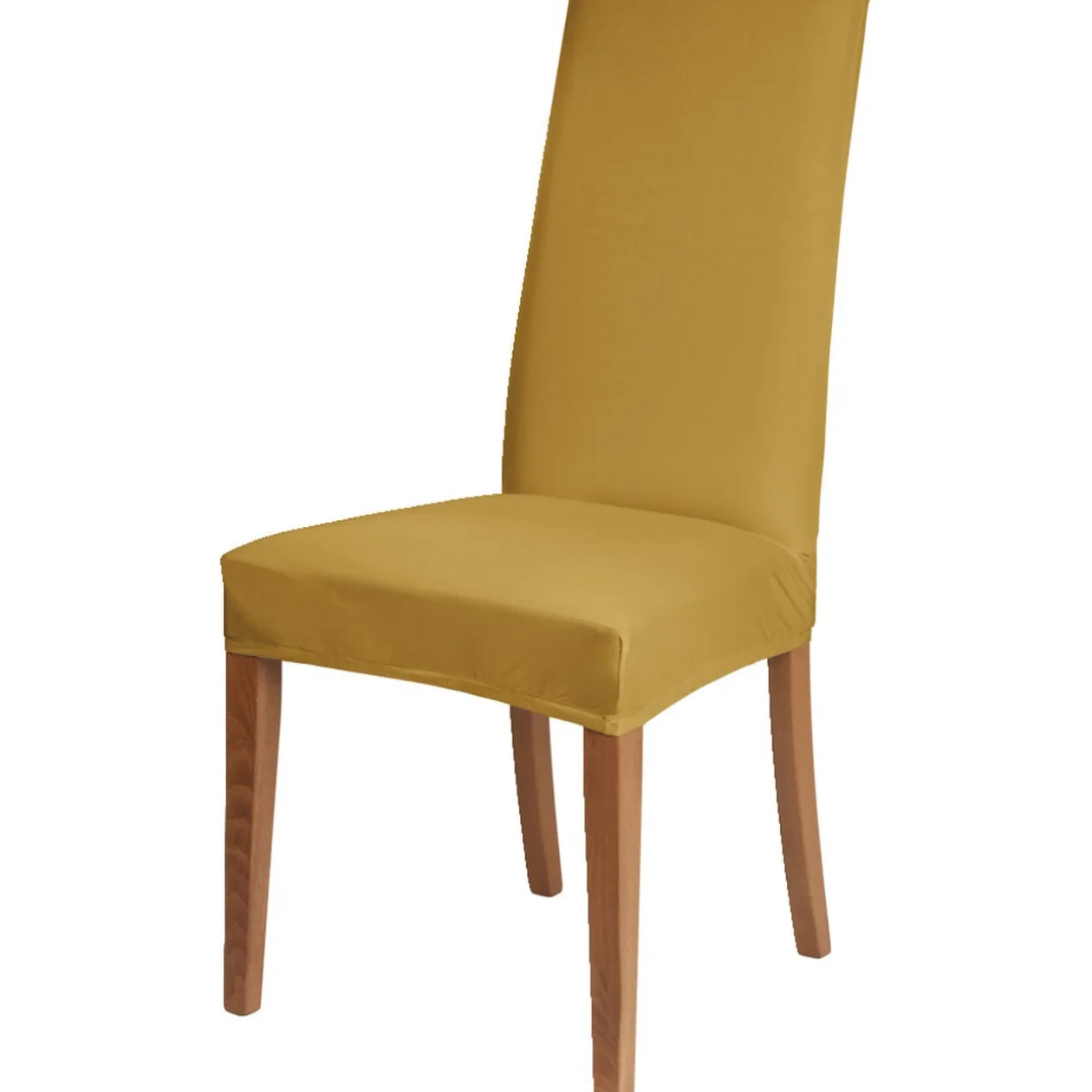Housse de chaise extensible jaune moutarde 40x40xH45cm