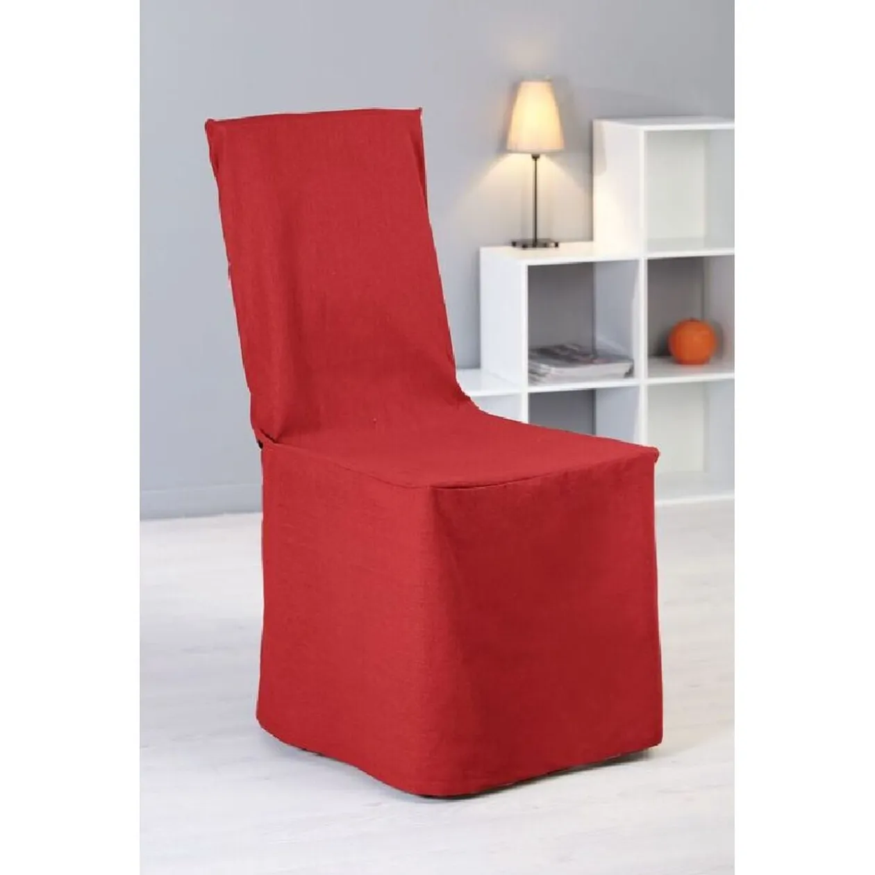 Housse de chaise à nouettes rouge uni