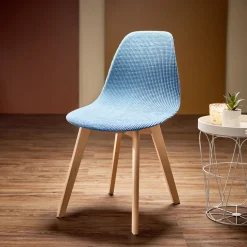 Housse de chaise scandinave extensible bleue 45x40xH45cm < Gifi Sale