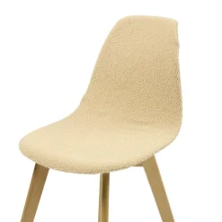 Housse de chaise tissu bouclette beige 45x40x48cm