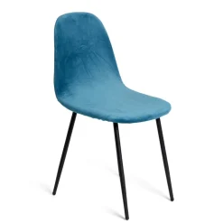 Housse de chaise velours extensible bleu L45xP40xH45cm