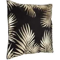 Housse de coussin imitation velours 40x40cm noir motif doré < Gifi New