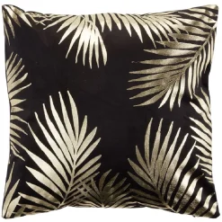 Housse de coussin imitation velours 40x40cm noir motif doré < Gifi New