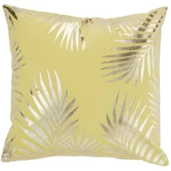 Housse de coussin imitation velours 40x40cm jaune moutarde motif argenté < Gifi Best