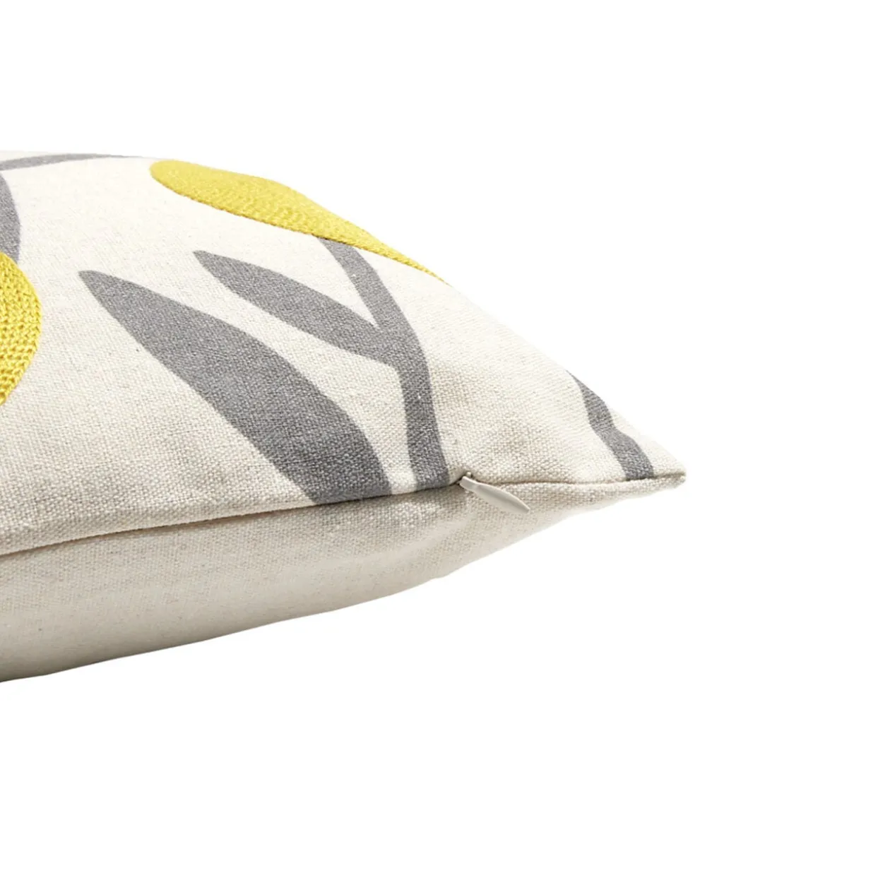 Housse de coussin imprimé floral jaune avec broderie 30x50cm