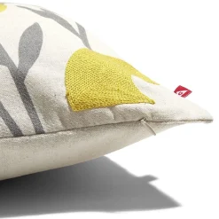 Housse de coussin imprimé floral jaune avec broderie 45x45cm