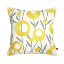 Housse de coussin imprimé floral jaune avec broderie 45x45cm
