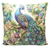 Housse de coussin velours recto à motif paon 45x45cm